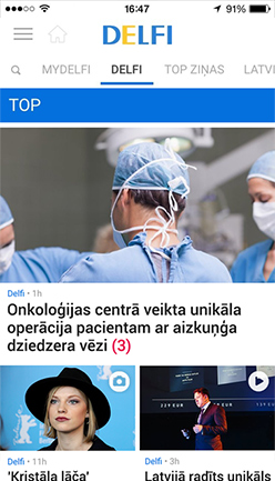 Mobilā ziņu aplikācija - DELFI