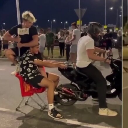 Video: Jaunietis Rīgā ar motorolleru notriec citus pasākuma biedrus