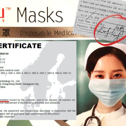 Miljons Singapūras firmai (IV): Ražotājs Ķīnā apšaubāms, sertifikāts neapliecina masku kvalitāti