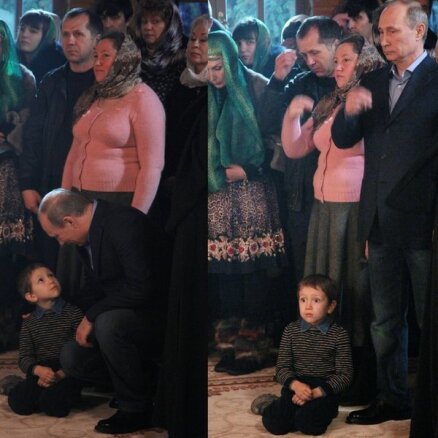 Foto: Kā Putins mazu puisēnu pārbiedēja