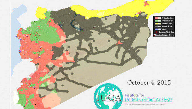 Foto: Krievija, iespējams, izmanto citādu Sīrijas karti