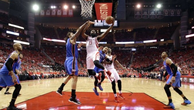 Hjūstonas 'Rockets' izslēdz 'Thunder' no NBA izslēgšanas turnīra