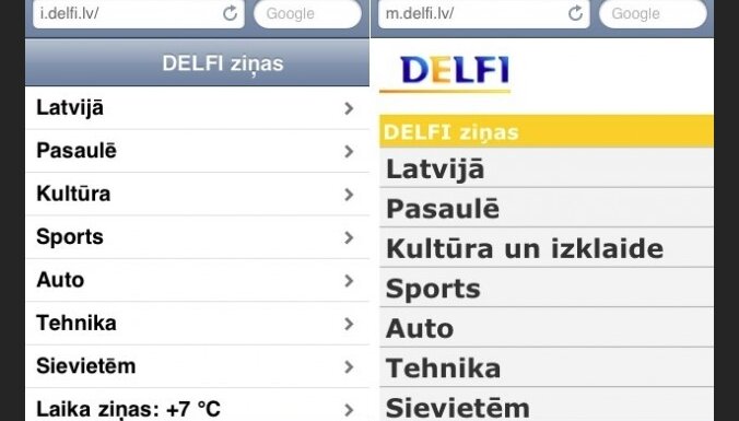 Mobilā interneta lietotāju ērtībām piedāvājam jauno mDELFI versiju