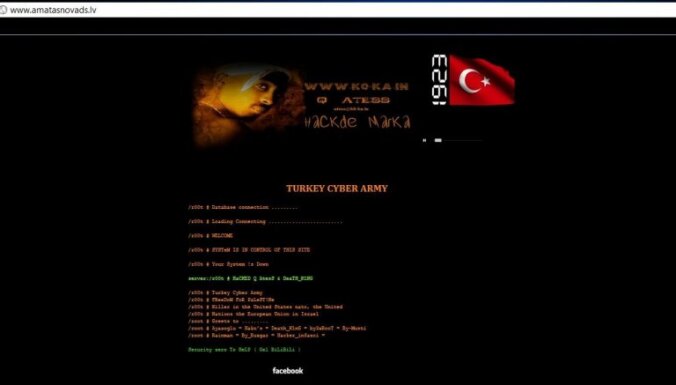 Amatas novada pašvaldības mājaslapu uzlauzusi 'Turcijas kiberarmija'