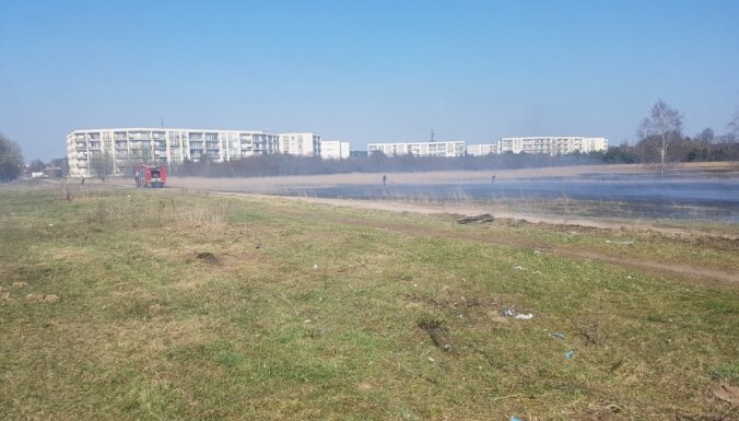 По всей Латвии горит трава: пожар в Межциемсе потушен, пожар в Бабите тушат 30 человек