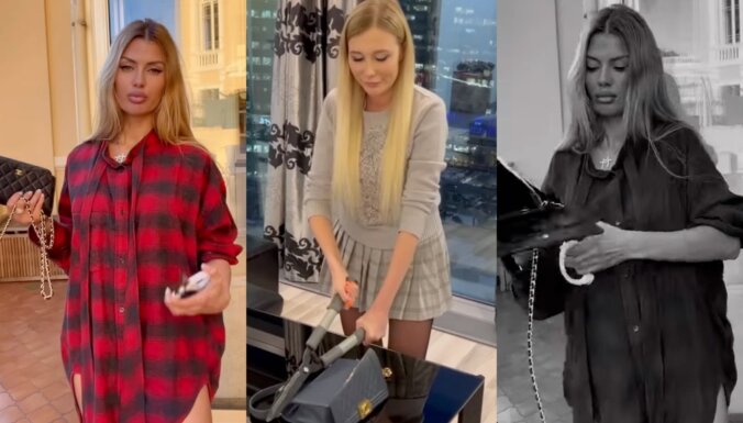 Krievu influenceres demonstratīvi sagriež dārgās 'Chanel' rokassomiņas