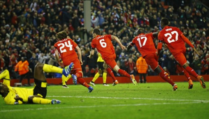 'Liverpool' skaisti atspēlējas pret 'Borussia' un iekļūst Eiropas līgas pusfinālā