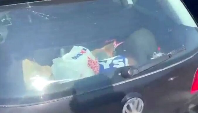 Video: Sestdienas svelmē 'Alfa' stāvvietā auto bagāžniekā ieslēgts suns