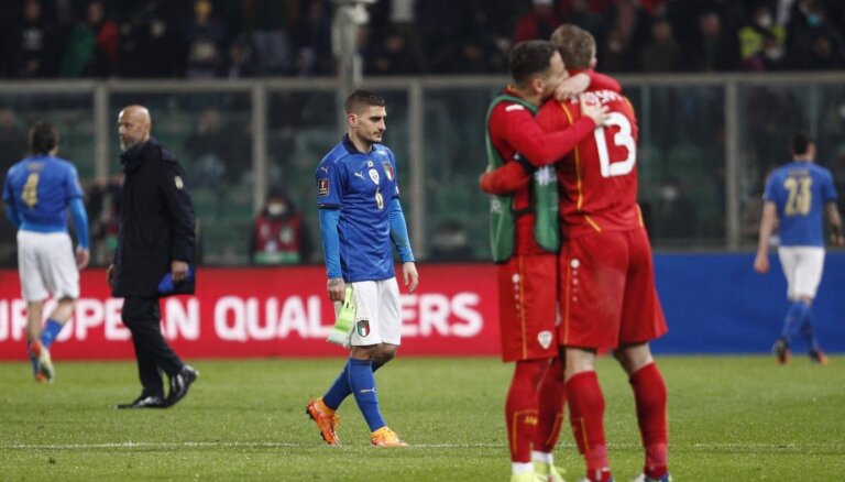 Ziemeļmaķedonijas futbolisti negaidīti aptur Itāliju ceļā uz Pasaules kausu