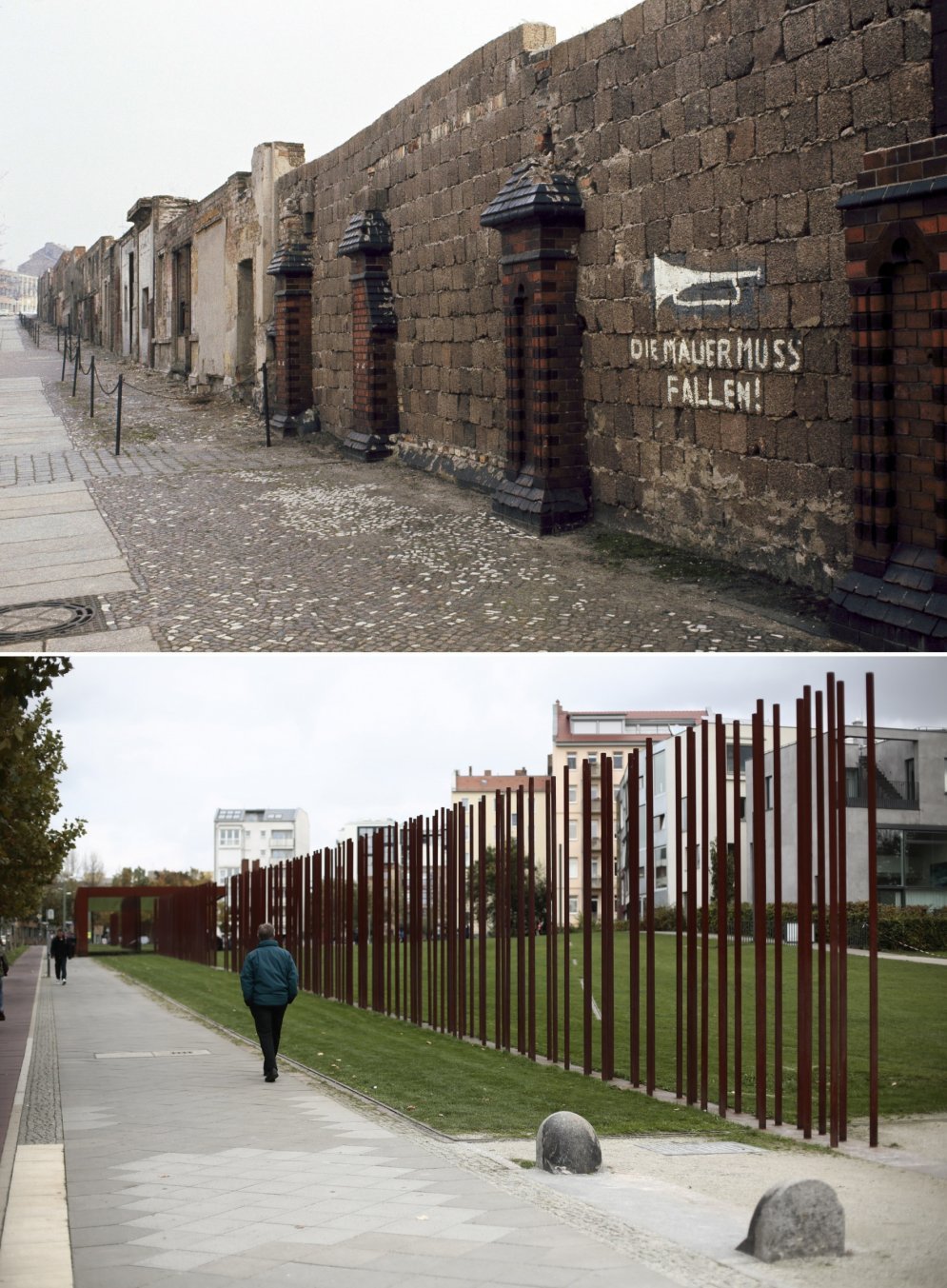 28 лет с падения Берлинской стены — 15 сильных фотографий в стиле "тогда и сейчас"