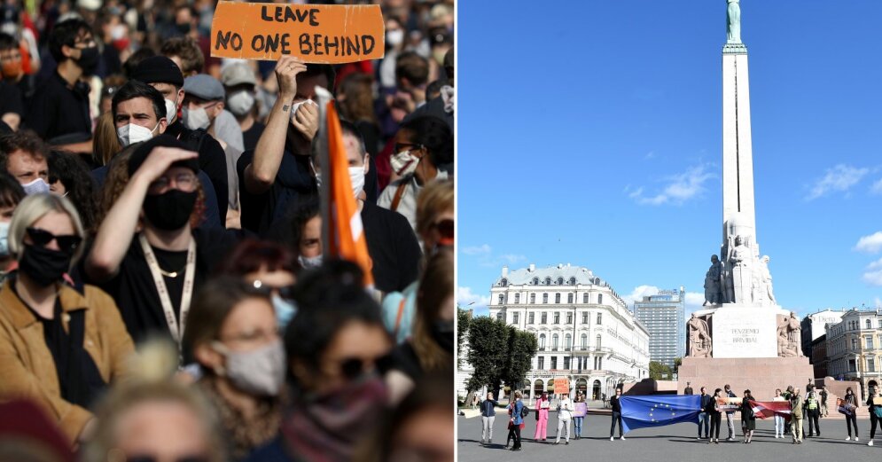 Photo: Demonstrators in Berlin and Riga demand reception of migrants from camps in Greece